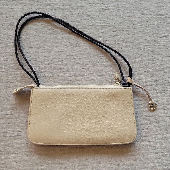 Brighton Cream Pebbled Leather Mini Bag With Brown Crocodile Print Accent - Picture 2 of 9